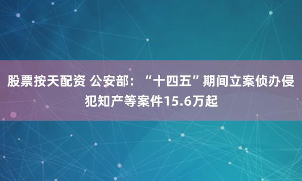 股票按天配资 公安部：“十四五”期间立案侦办侵犯知产等案件15.6万起
